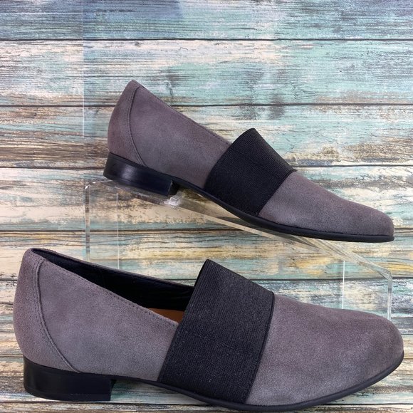 Clarks Shoes - Clarks Un Blush Lo Loafer Shoe Womens Size 7N Gray Suede Comfort Slip Ons Flats
